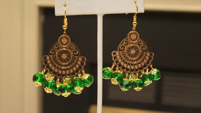 Green Chandelier Earring/ Green Summer Earrings/ Handmade Green earring For Women