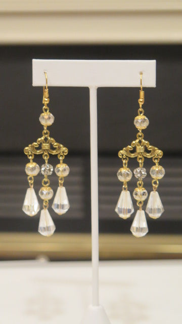 Handmade Clear Chandelier Earring/ White Earring/ Earring For Women