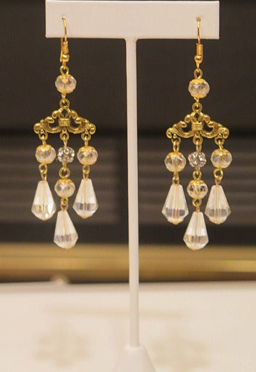 Handmade Clear Chandelier Earring/ White Earring/ Earring For Women