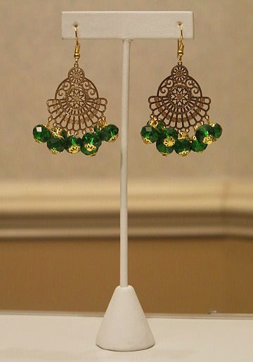 Green Chandelier Earring/ Green Summer Earrings/ Handmade Green earring For Women