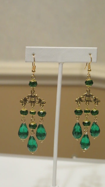 Handmade Green Chandelier Earring/ Green earring for Women/Handmade Earring For women