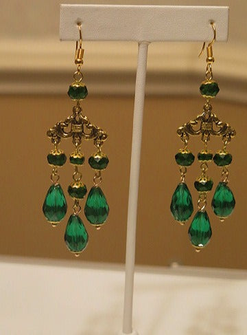 Handmade Green Chandelier Earring/ Green earring for Women/Handmade Earring For women