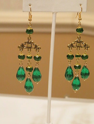 Handmade Green Chandelier Earring/ Green earring for Women/Handmade Earring For women