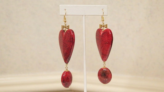 Red Heart-shape Handmade Earring For Women