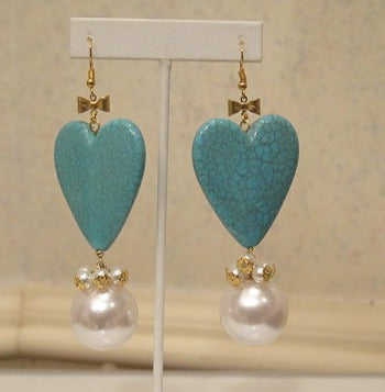 Heart-shape Turquoise Handmade Earring/ Designer earring for women