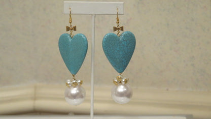 Heart-shape Turquoise Handmade Earring/ Designer earring for women