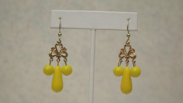 Handmade Yellow Earring/ Victorian-Inspired Earring/ Designer Luxury Earring For Women