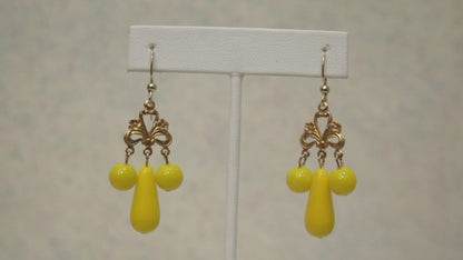 Handmade Yellow Earring/ Victorian-Inspired Earring/ Designer Luxury Earring For Women