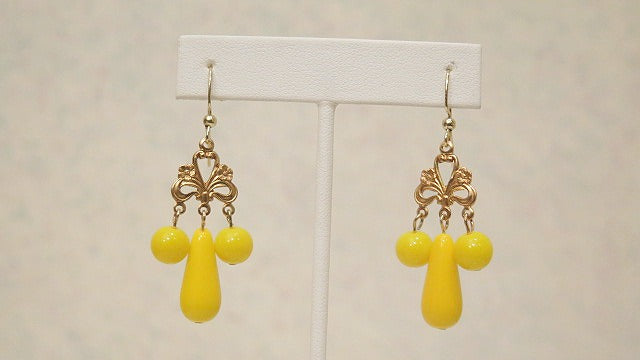 Handmade Yellow Earring/ Victorian-Inspired Earring/ Designer Luxury Earring For Women