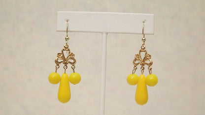 Handmade Yellow Earring/ Victorian-Inspired Earring/ Designer Luxury Earring For Women