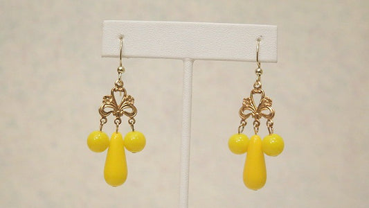 Handmade Yellow Earring/ Victorian-Inspired Earring/ Designer Luxury Earring For Women