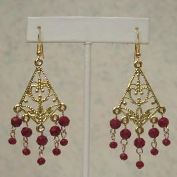 Red Chandelier Earring/Victorian-Inspired Earring/  Red Vintage Inspired Earring/ Red Victorian Inspired Earring/ Red Chandelier Earring