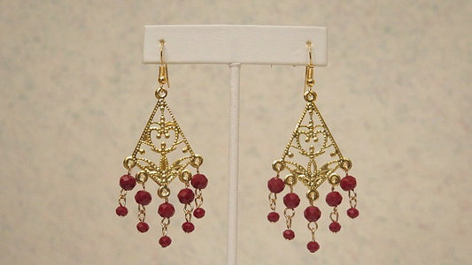 Red Chandelier Earring/Victorian-Inspired Earring/ For Professional Women/ For everyday wear