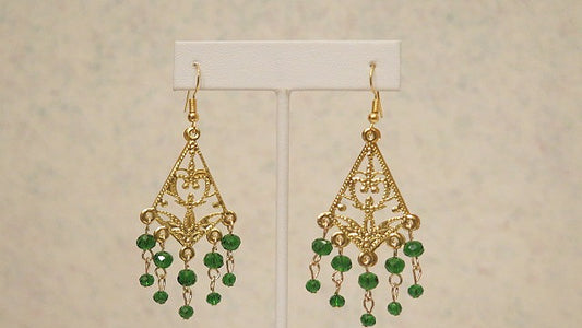 Green Gold Chandelier Earring/ Victorian Inspired Earring/ For Professional Women/ For Everyday Wear