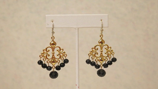 Black Gold Chandelier Earring/ Victorian Inspired Earring/ For Professional Women