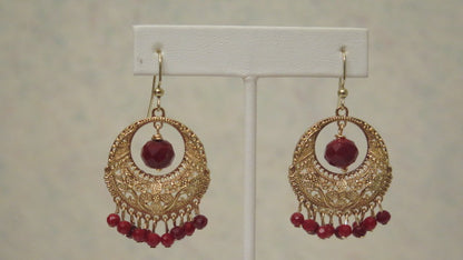 Gold Red Chandelier Earring/ Vintage-Inspired Earring/ Indian-Inspired Gold Red Earring/ Red Indian Inspired Earring