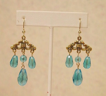Aqua Blue Chandelier Earring/ Victorian Inspire Earring/ For Professional women