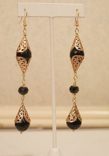 Gold Black Earring/ For Women/ For Dinner Date/ For professional Women