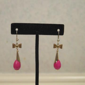 Fuchsia Gold Earring /  Fuchsia Earring/ Fuchsia Gold Earring