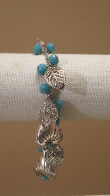 Silver Blue Charm Bracelet/ Silver Blue Bracelet/ Charm Bracelet