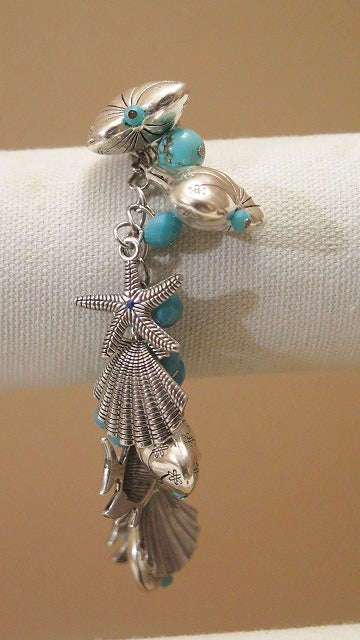 Silver Blue Charm Bracelet/ Silver Blue Bracelet/ Charm Bracelet