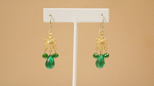 Green Gold Earring/ For special events/ for Professional women