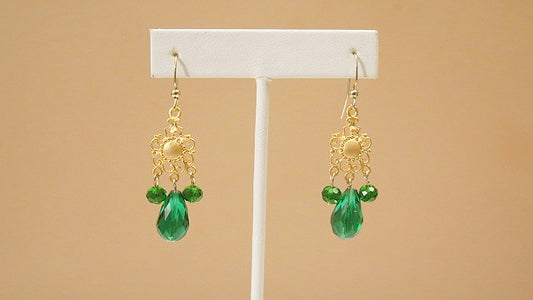 Green Chandelier Earring/ Victorian-Inspired Earrings For  Professional Women
