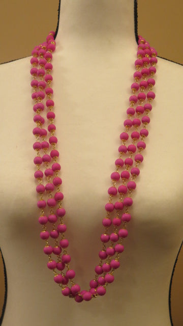 Fuchsia TriLayered Necklace/ Three Layered Necklace/ Pink Layered Necklace/ Summer Pink Necklace