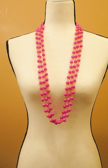 Fuchsia TriLayered Necklace/ Three Layered Necklace/ Pink Layered Necklace/ Summer Pink Necklace