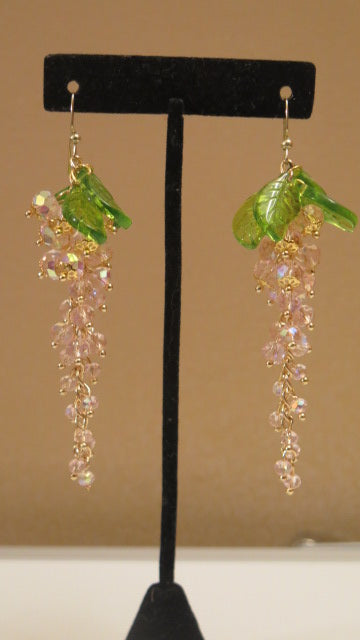 Pink Grape-Inspired Earring / Special  Cluster Earrings/ Pink Earring/ Long Pink Earrings