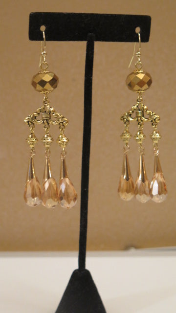 Gold Champaigne Earring/ Brown Vintage Earring/ Champagne Vintage Earring`