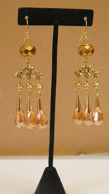 Gold Champaigne Earring/ Brown Vintage Earring/ Champagne Vintage Earring`