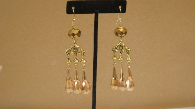 Gold Champaigne Earring/ Brown Vintage Earring/ Champagne Vintage Earring`