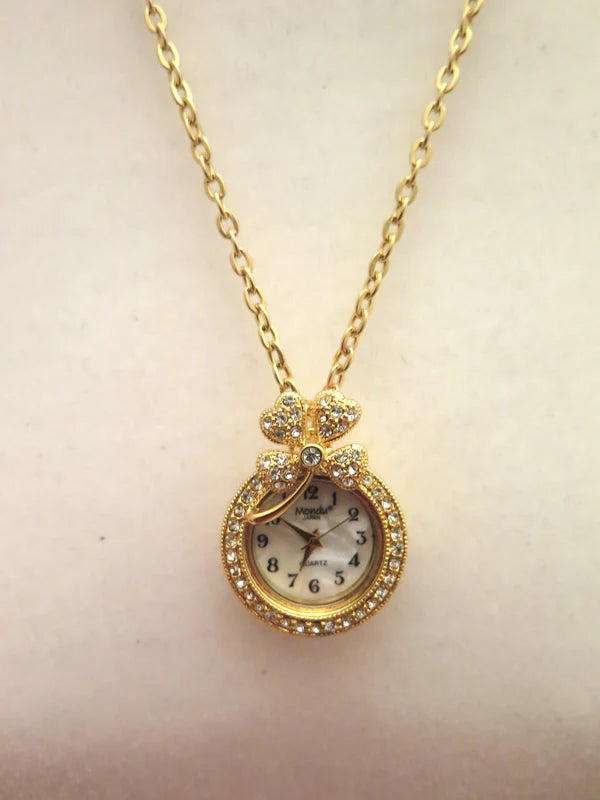 Gold Clock Pendant Statement Necklace for Women