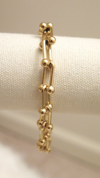 Gold Bracelet/ Gold Chain Bracelet/ Clip-inspired Gold Bracelet