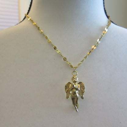 Gold Necklace/Gold Necklace with Angel Pendant/ Angel Pendant Necklace