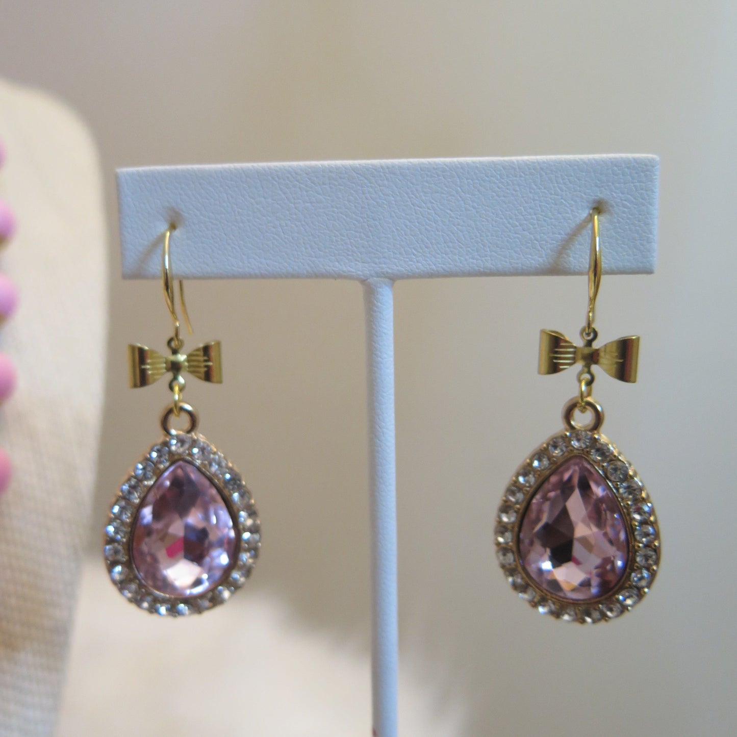 Pink Jewelry Set: Necklace and Earring/ Pink Gold Jewelry Set/ Gold Pink Jewelry Set For Special Events