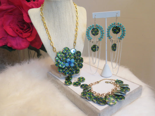 Green Peacock Jewelry Set
