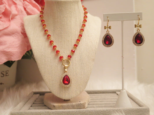 Red Wired Jewelry Set