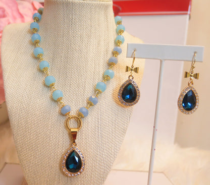 Blue Jewelry Set/ Jewelry Set For Special Events/ Blue Necklace and Earring Set