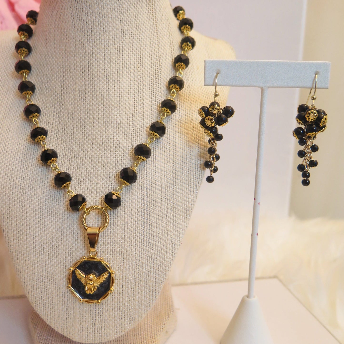 Black Jewelry Set/ Black Necklace Earring Jewelry Set/ Jewelry Set For Special Events