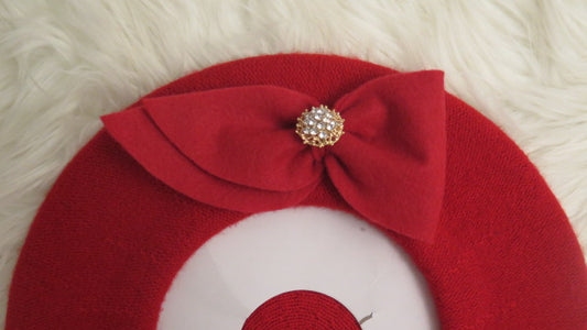 Red Double Bow Beret