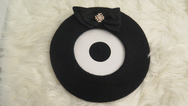 Black Double Bow Beret