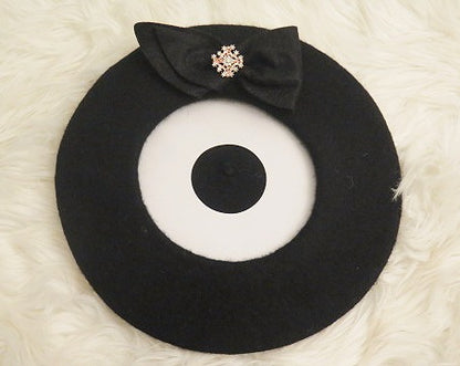 Black Double Bow Beret