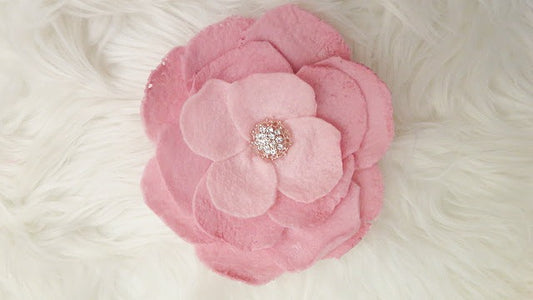 Pink Felt Flower Brooch