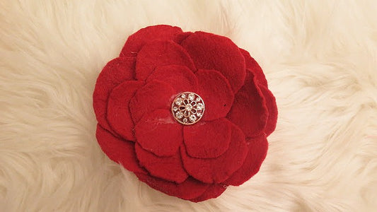 Red Felt Flower Brooch