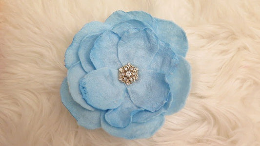 Blue Felt Flower Brooch