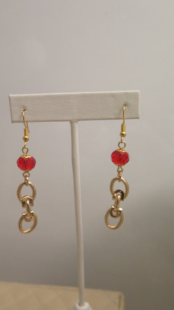 Red Jewelry Set/ Gold Red Jewelry Set/ Gold Red Necklace Earring and Bracelet Jewelry Set