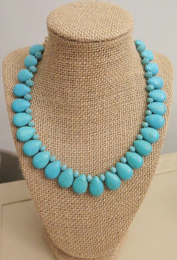 Turquoise Jewelry Set/ Blue Turquoise Jewelry Set: Necklace, Bracelet, Earring and Ring