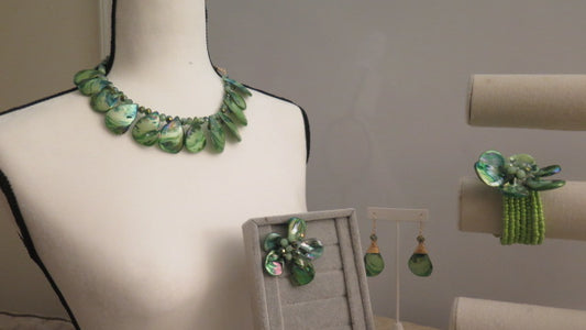 Green Jewelry Set/ Green Necklace Earring, Bracelet and ring set/ Jewelry Set